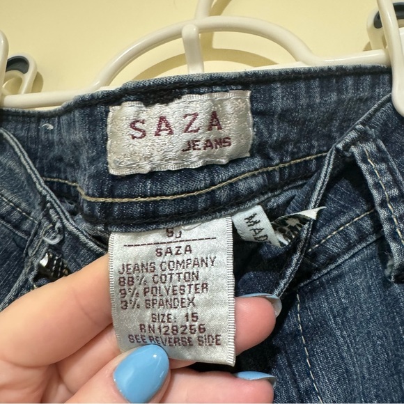 Women’s Y2K Bling Details Diamond Saza Brand Denim Blue Skinny Jeans Size: 15 - Picture 7 of 15